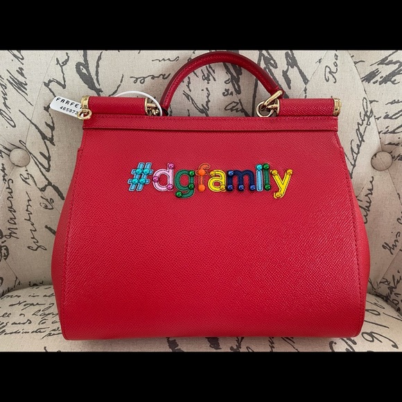 NWT Dolce and Gabbana Family red handmade Italian leather satchel handbag - Picture 10 of 17